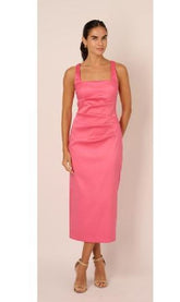 AIDAN MATTOX STRETCH MIKADO MIDI DRESS
